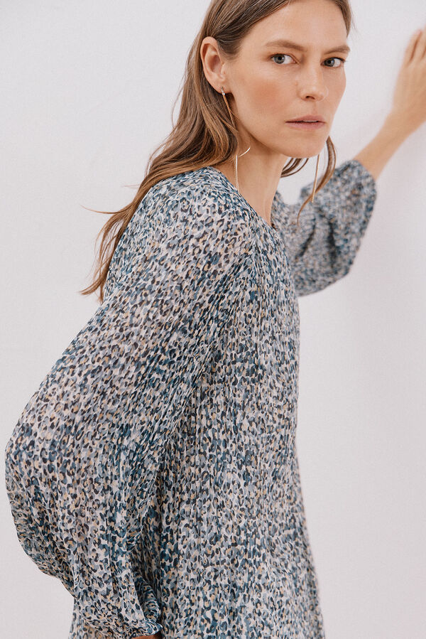 Cortefiel Blusa plissada Azul