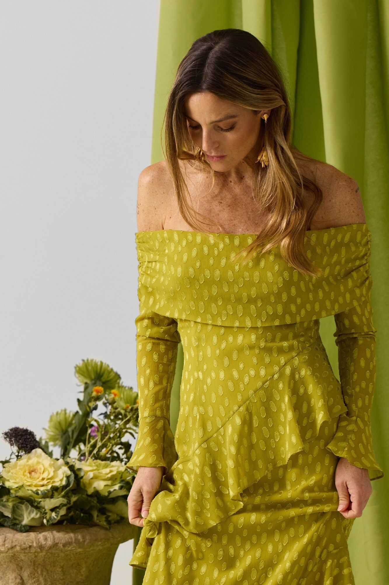 Silbon Vestido event collection jacquard lunares