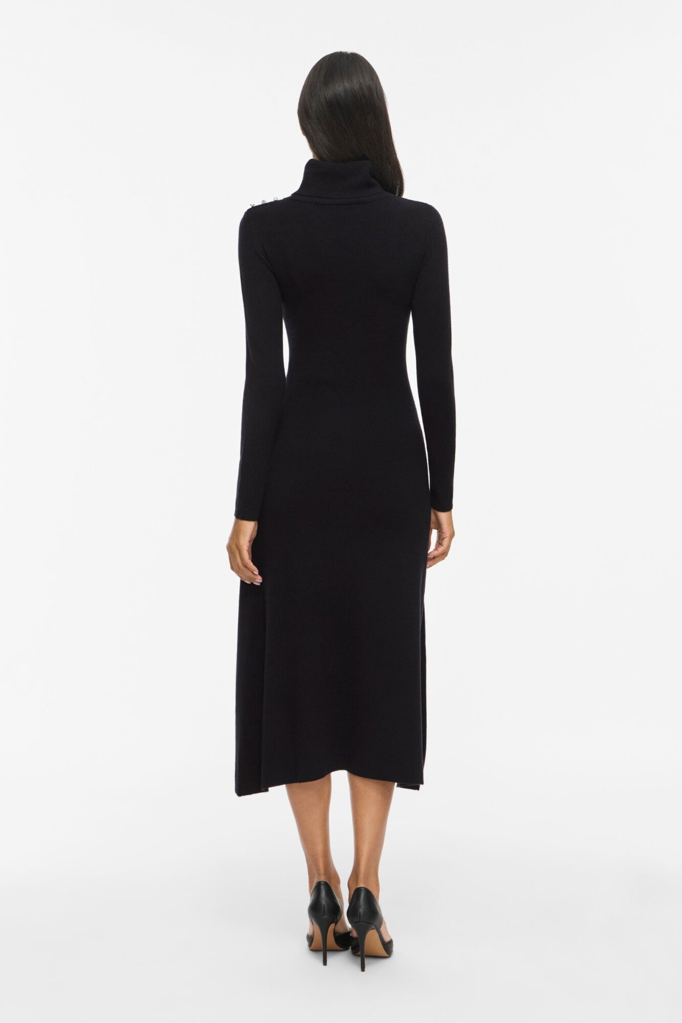Vila Vestido midi de malha gola alta