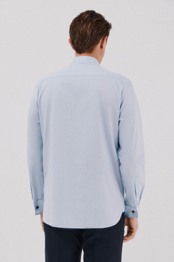 Cortefiel Plain easy-iron shirt with cufflinks Blue