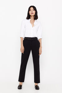 Cortefiel Dress trousers with belt Black