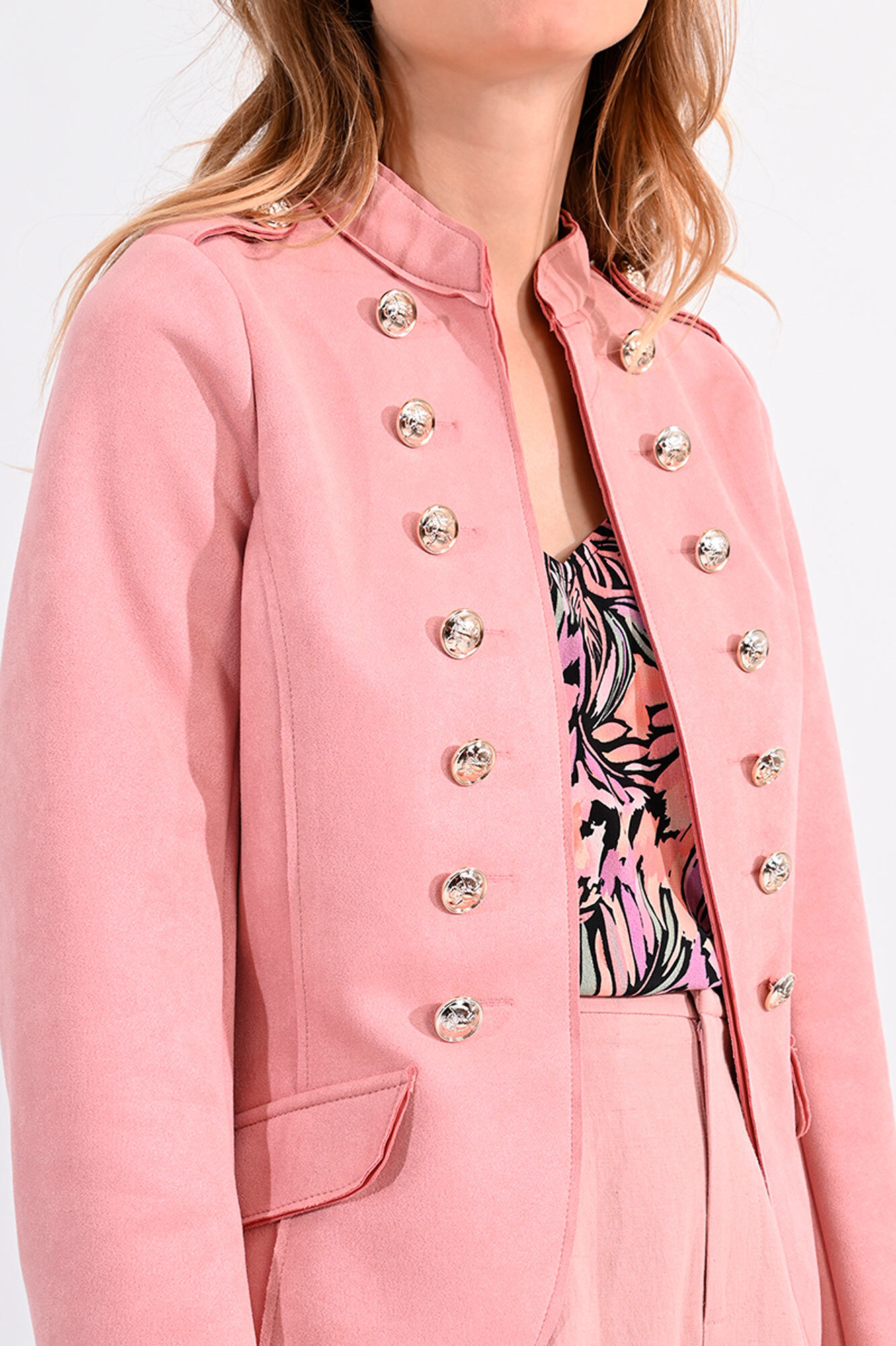 Women s military style long sleeved jacket Women s jackets Cortefiel