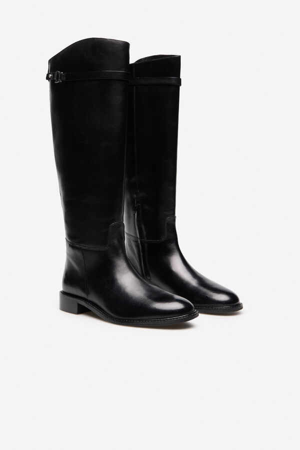 Cortefiel leather riding boot Black