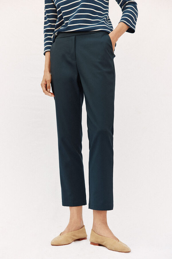 Cortefiel Straight trousers with elasticated back Navy