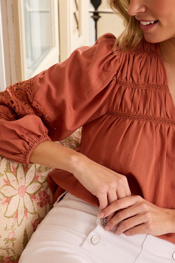 Pol&iacute;n Et Moi Camisa Troquelado Manuela Naranja