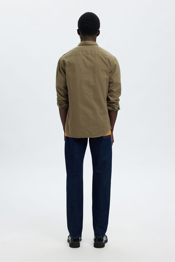 Selected Slim fit long sleeve shirt . Green