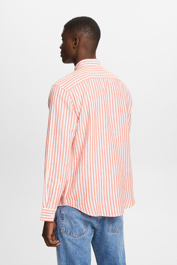 Cortefiel Camisa rayas regular fit con lino Orange