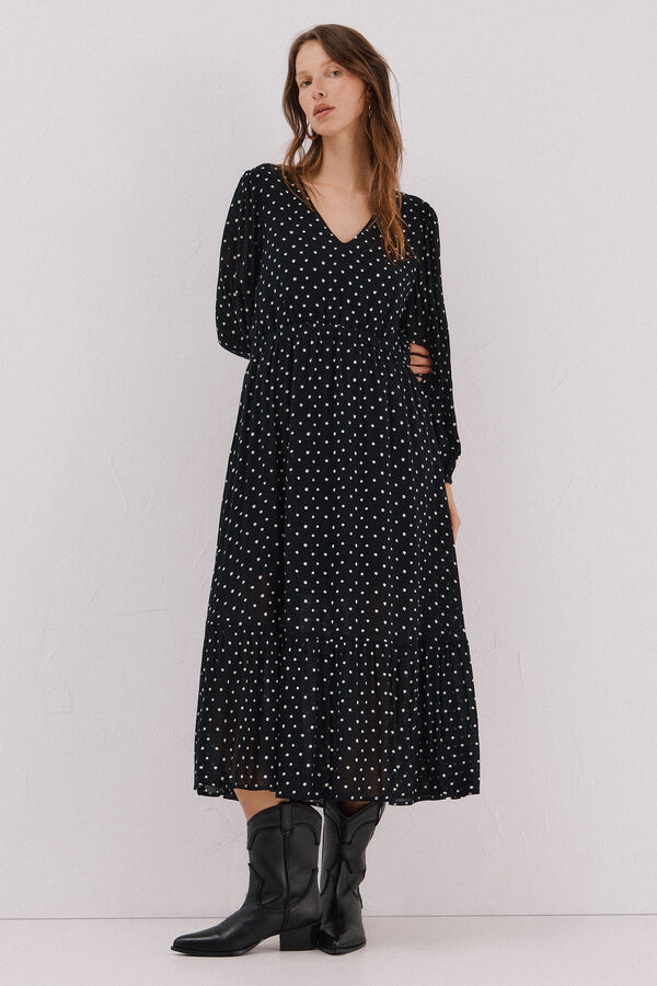 Cortefiel Printed dress Printed grey