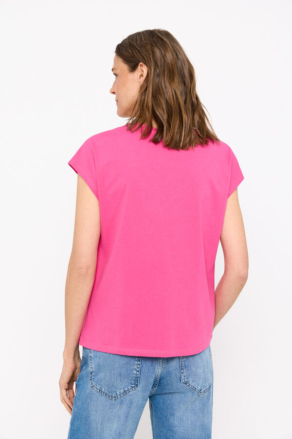 Cortefiel Camiseta bordado flores Pink