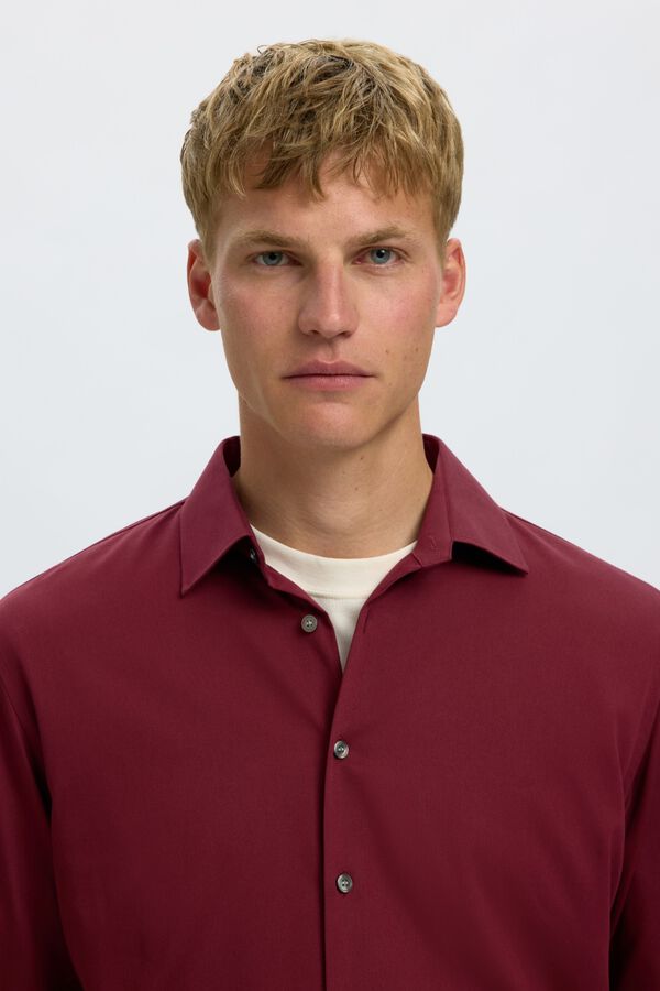 Selected Camisa Slim Fit em algod&atilde;o org&acirc;nico Vermelho