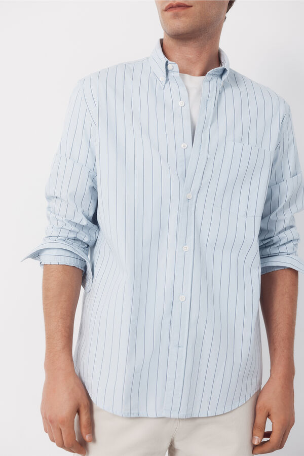 Cortefiel Camisa popel&iacute;n rayas Azul