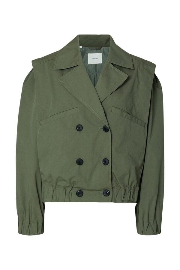 Selected Double-breasted bomber jacket Dark green