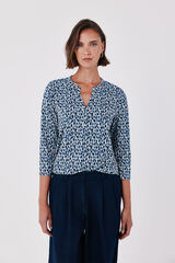 Cortefiel Henley T-shirt Printed blue