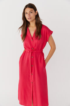Cortefiel Floaty dress with buttons  Plum