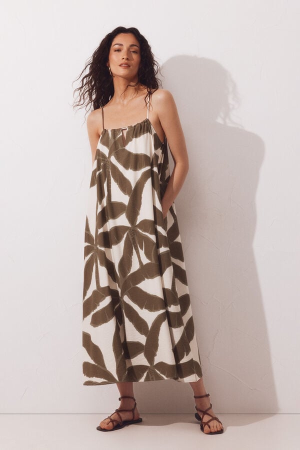 Cortefiel Fluid dress Printed green