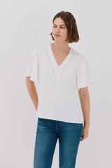 Cortefiel lace blouse with ruffles White