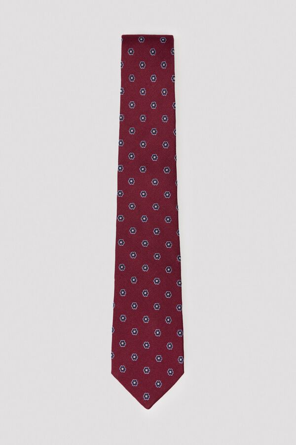 Cortefiel NATURAL silk tie Maroon