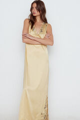 Cortefiel Embroidered cami dress Gold