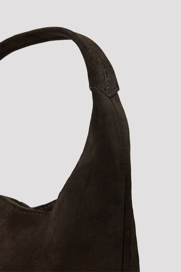 Cortefiel Leather mini hobo bag Nude