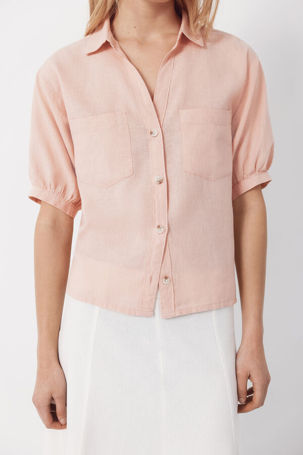 Cortefiel Rustic short sleeve shirt Pink