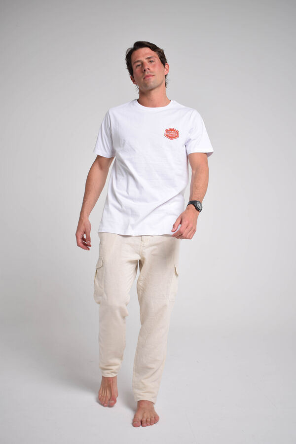 Cloking Cal&ccedil;as cargo de linho Ecru