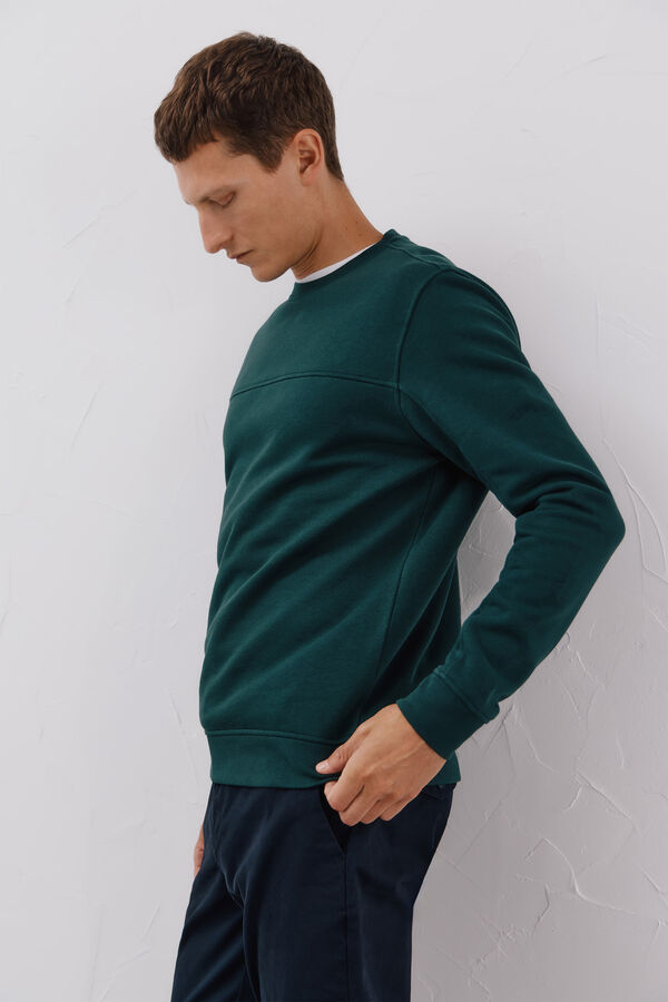 Cortefiel Crew-neck sweatshirt Dark green