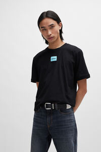 Cortefiel Cotton jersey-knit T-shirt with logo label Black