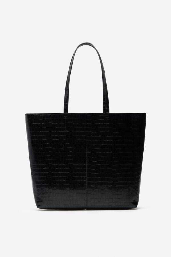 Cortefiel Animal texture shopper bag Black