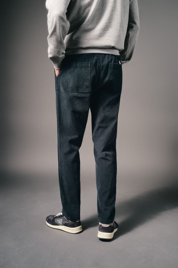 OOTO Calças de veludo veludo com elástico Azul