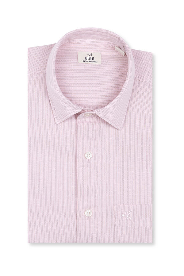 OOTO Camisa em algod&atilde;o e linho &agrave;s riscas Subiu