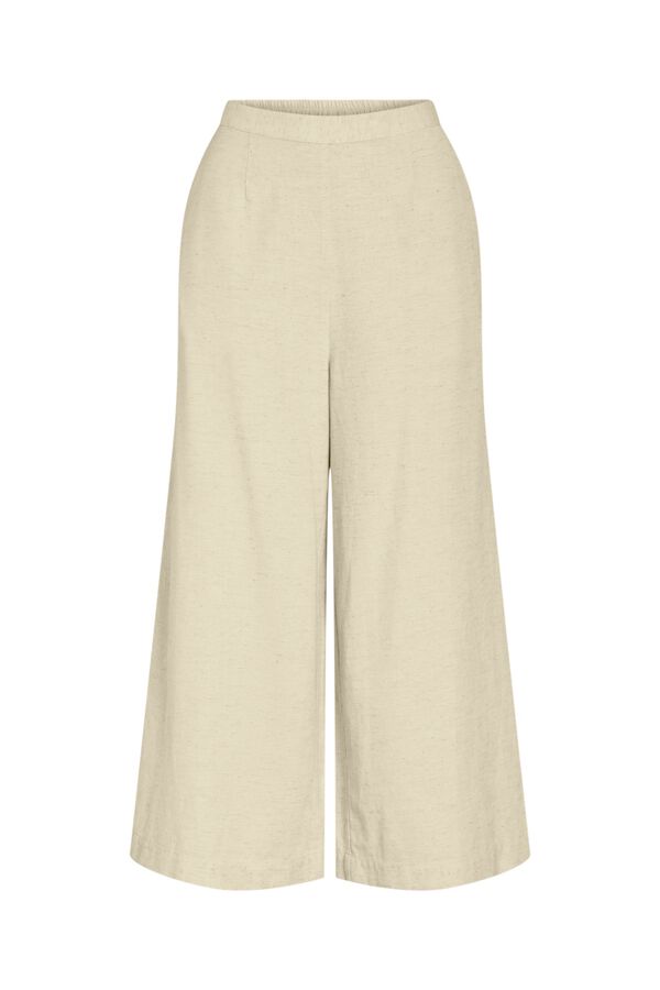 Vila Pantal&oacute;n de mujer culotte de lino Beige