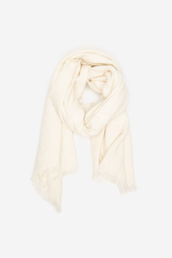 Cortefiel Lurex textured scarf Ivory