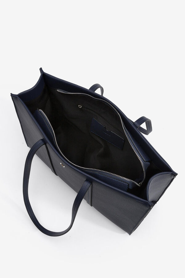 Cortefiel Faux leather shopper bag Blue