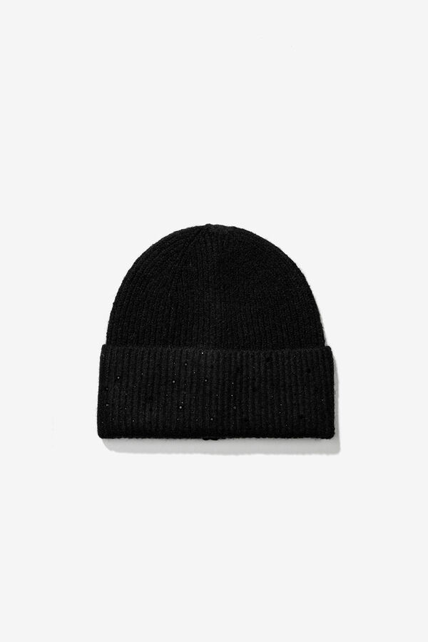 Vilanova Boné canelado com strass Preto