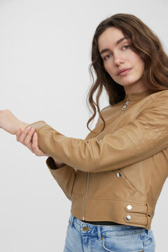 Cortefiel Faux leather jacket Tobaco