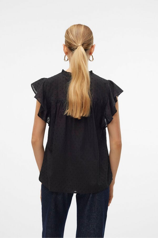 Vero Moda Blusa fluida de gola redonda Preto