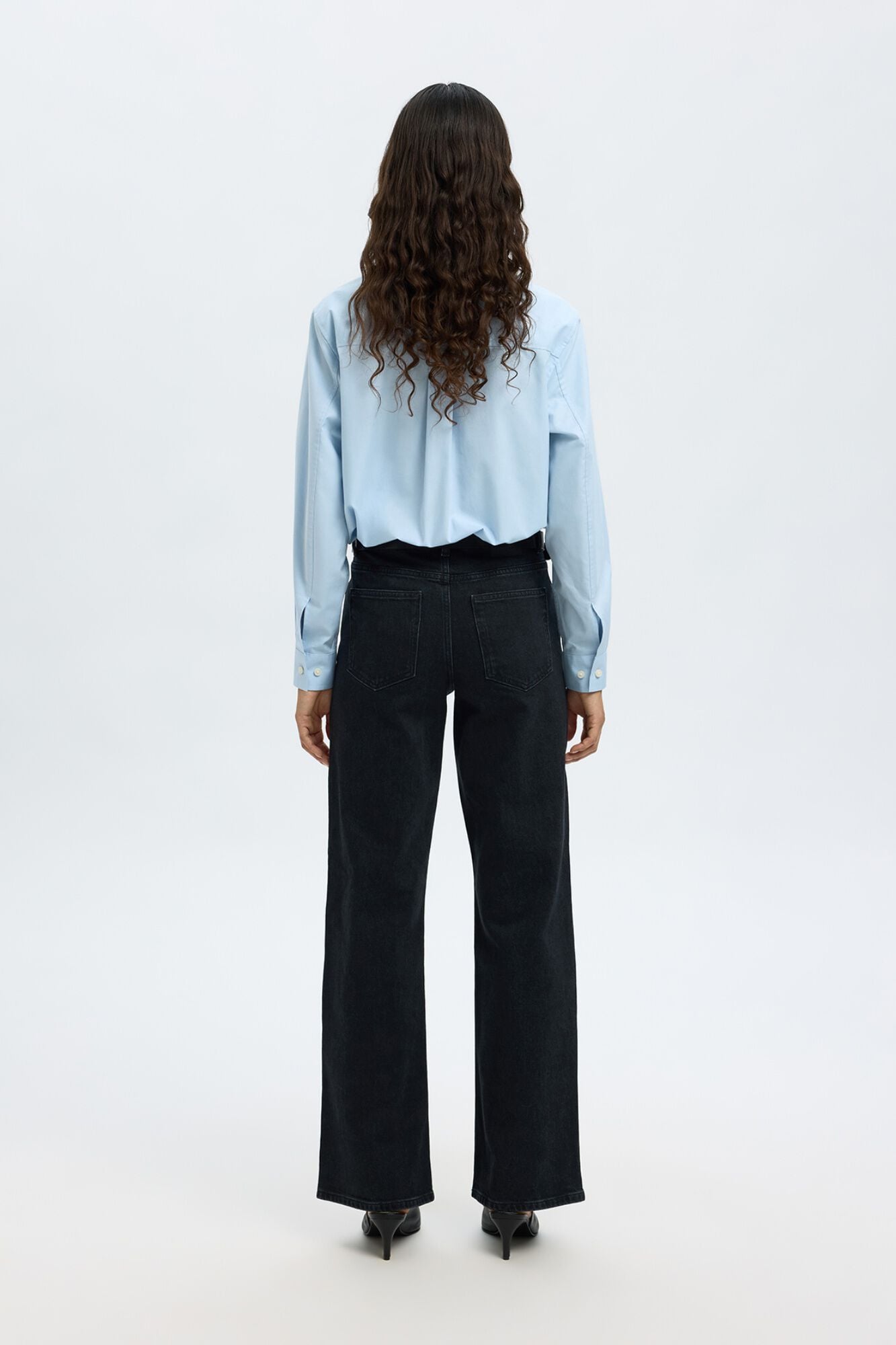 Selected Jeans wide leg em algod&atilde;o