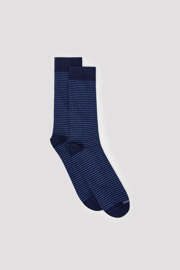 Cortefiel Microrib cotton socks Navy