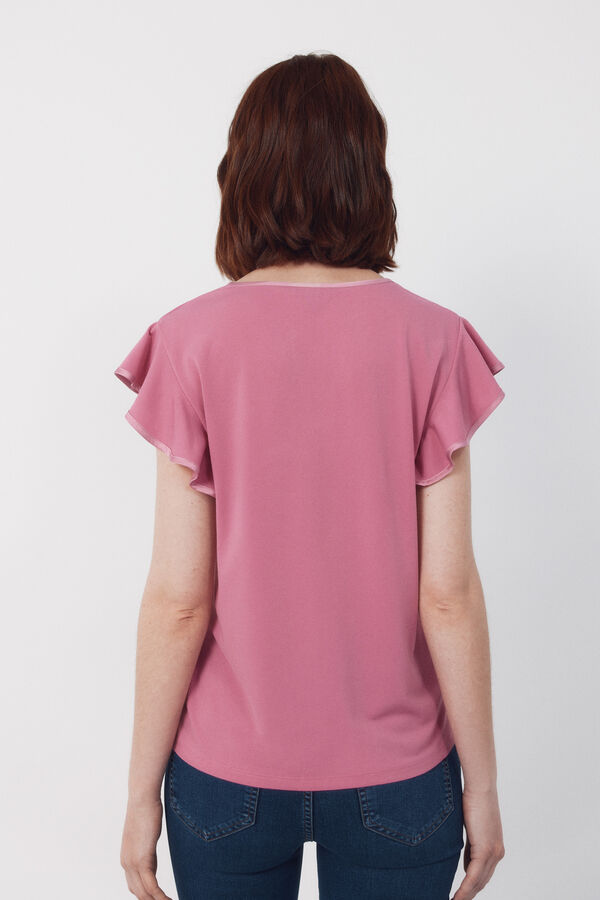 Cortefiel Contrasting piping jersey-knit top Lilac