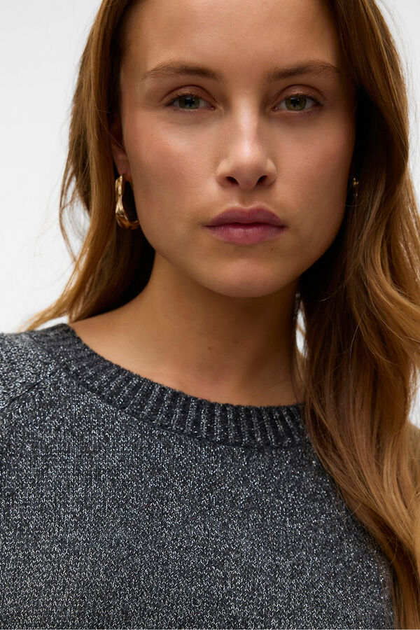 Vero Moda Camisola feminino de malha com lurex Cinzento