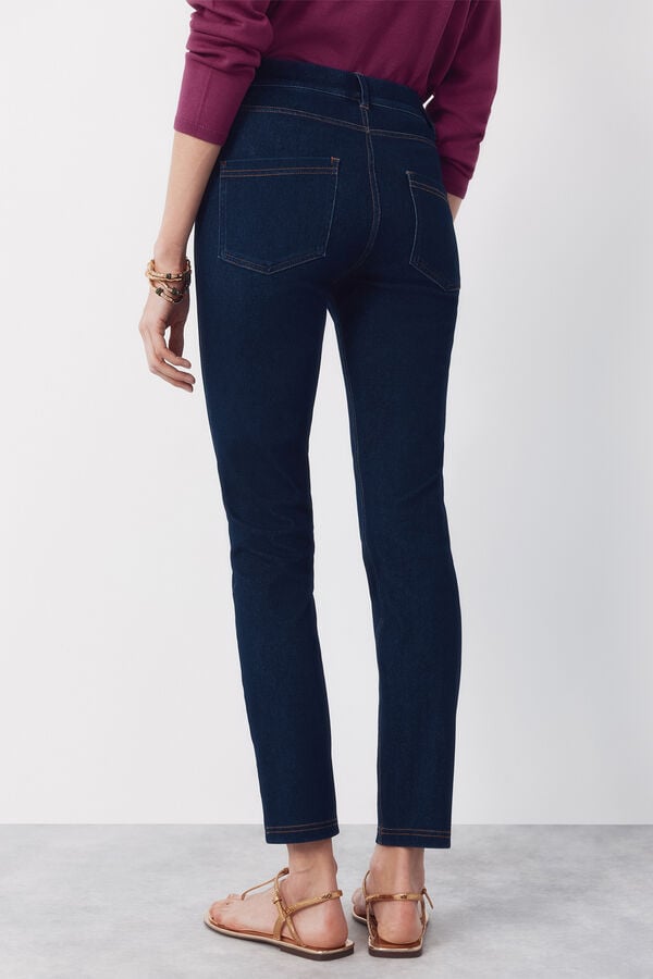 Cortefiel Jersey-knit denim legging Blue