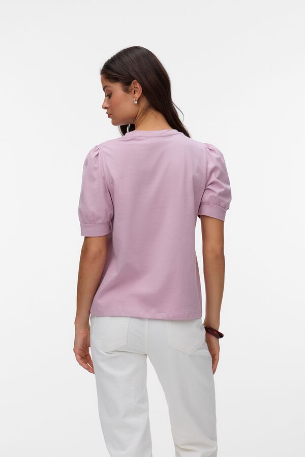Vero Moda T-shirt de mulher justa de manga curta Roxo