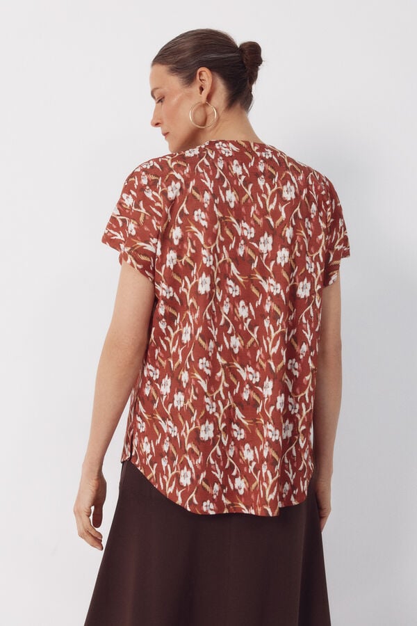 Cortefiel Blusa confort Estampado rojo