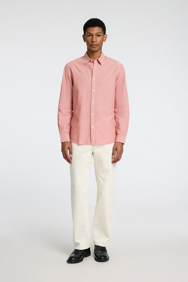 Selected Camisa de lino Slim Fit Azul