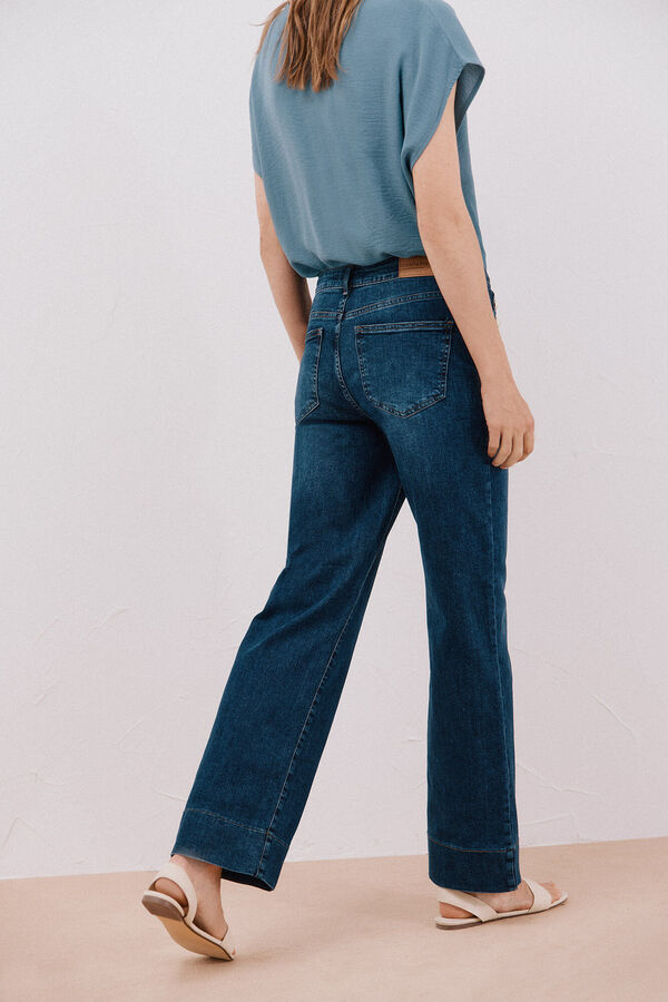 Cortefiel Palazzo pants with buttons  Blue