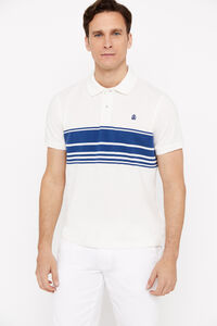 Cortefiel Striped patterned polo shirt Ivory