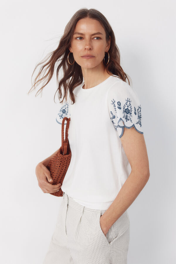 Cortefiel Manga com mangas bordado Azul