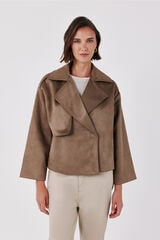 Cortefiel Faux suede short trench Beige
