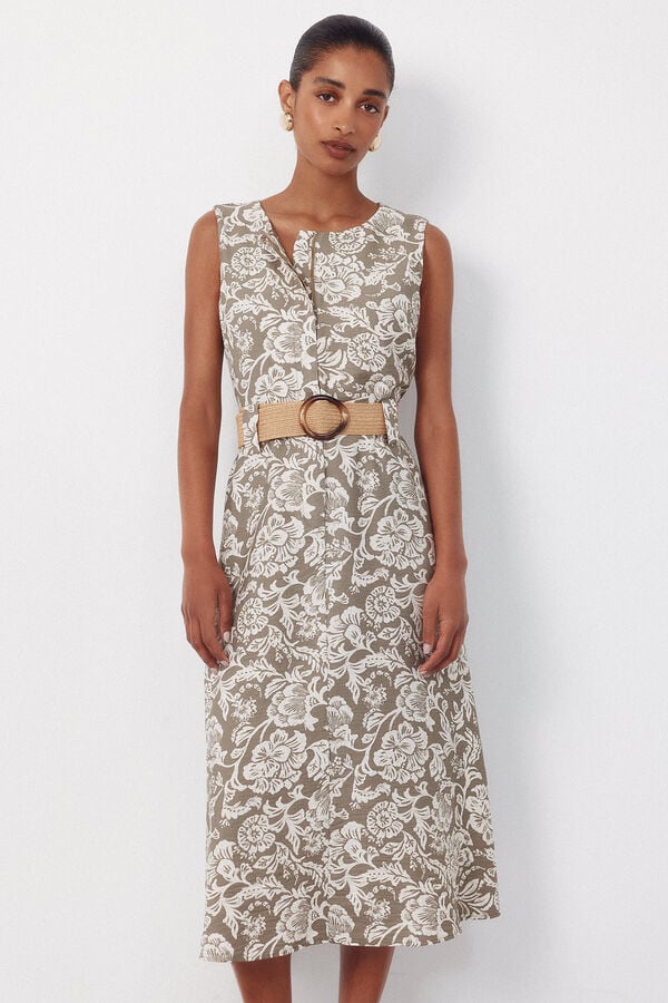 Cortefiel Flared dress Kaki