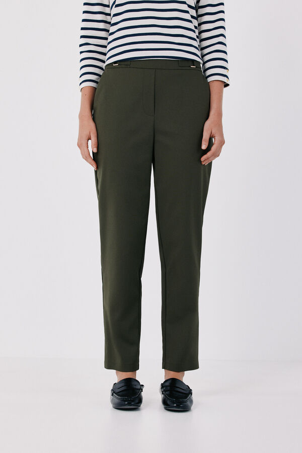 Cortefiel Straight trousers with elasticated back Kaki